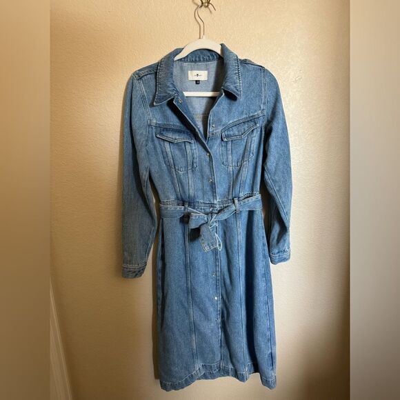 7 for all mankind denim lustre midi dress size small in valentine - Picture 5 of 11